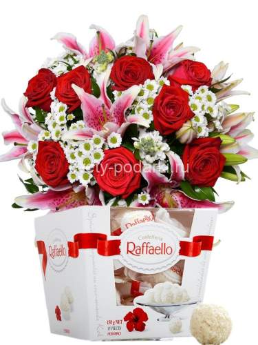 Букет Альянс и конфеты «Raffaello»